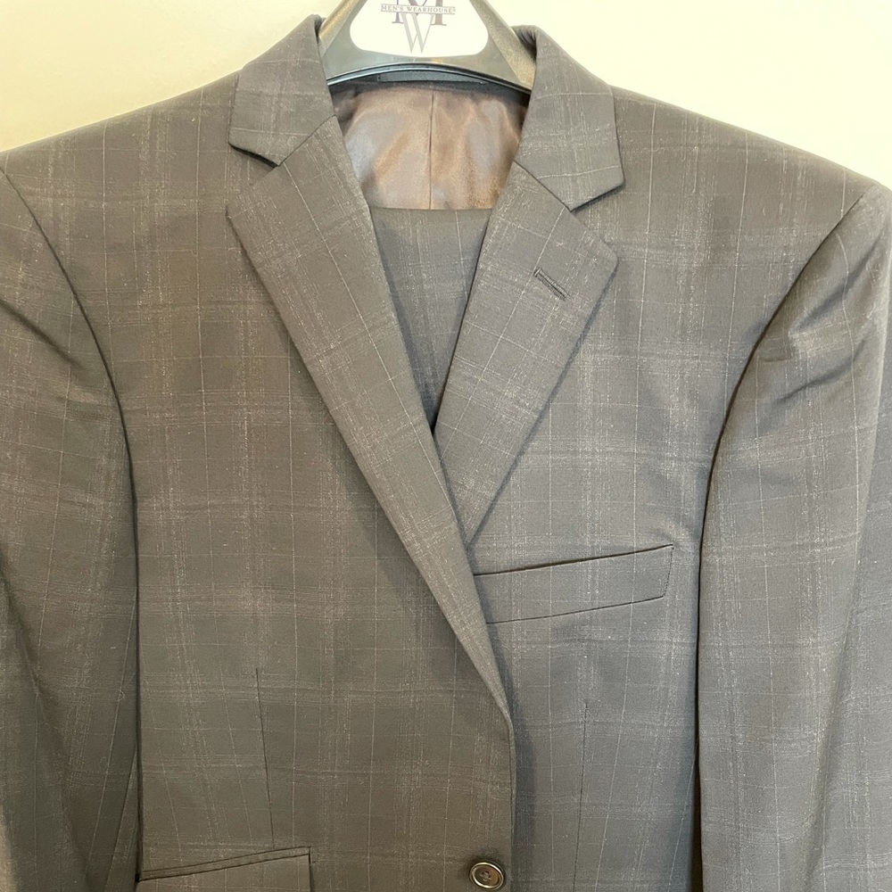 Tallia black suit with grey check